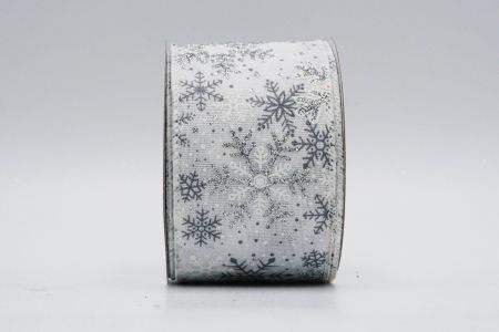 Текстурована стрічка зі сніжинками на дроті_KF7100GC-1-1_біла